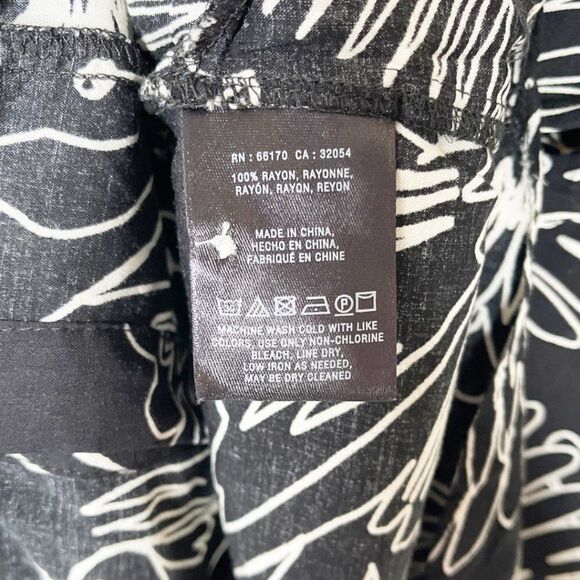 ANTHROPOLOGIE MAEVE Bird Print Black & White Button Up Blouse  - Picture 5 of 8